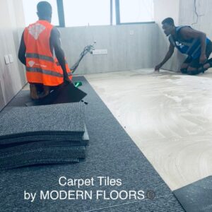 Royal Blue Stripes | 50cm x 50cm Carpet Tiles + PVC Backing