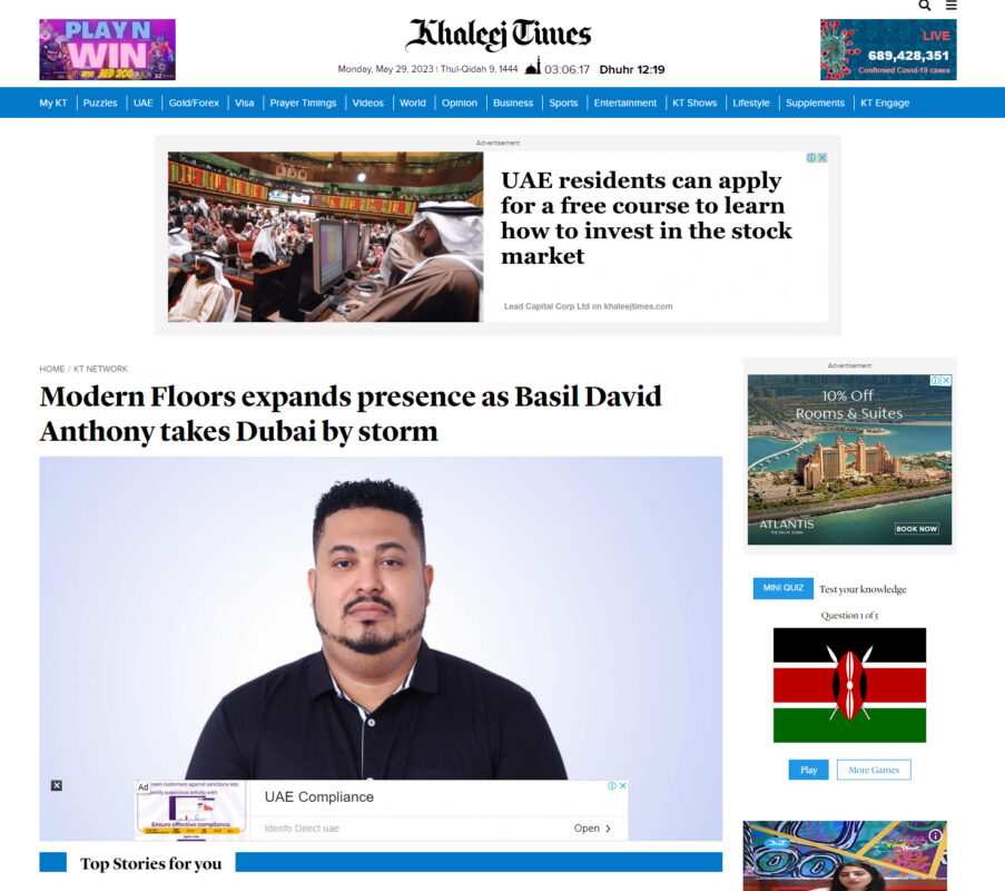 Khaleej Times features CEO of Modern Floors